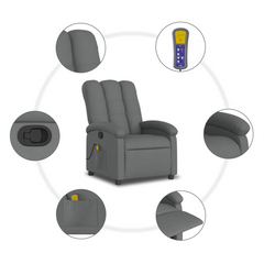 Massage Recliner Chair, Dark Grey Fabric - Comfortable & Stylish Seating with Vibration Massage