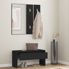 Hallway Furniture Set Black Engineered Wood - Stylish and Functional Entryway Solution