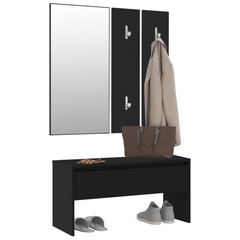 Hallway Furniture Set Black Engineered Wood - Stylish and Functional Entryway Solution