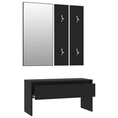 Hallway Furniture Set Black Engineered Wood - Stylish and Functional Entryway Solution