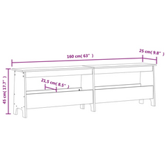 Solid Pine Wood Hall Bench - 160x28x45 cm - Rustic Entryway Seating with Storage Shelf