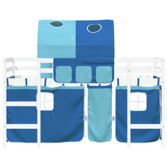 Kids' Loft Bed with Blue Tunnel and Curtains - No Mattress, 90x190cm - Fun and Safe Elevated Sleep Solution