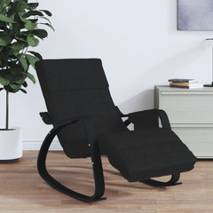 Comfortable Black Fabric Rocking Chair with Solid Birch Wood Frame, Ideal for Living Room, Bedroom, or Lounge