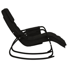 Comfortable Black Fabric Rocking Chair with Solid Birch Wood Frame, Ideal for Living Room, Bedroom, or Lounge