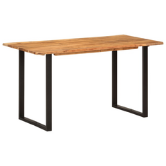 Solid Acacia Wood Dining Table 140x70x76 cm - Industrial & Rustic Style