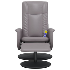 Luxurious Grey Faux Leather Massage Recliner Chair with Footstool - Ultimate Comfort & Relaxation