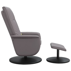 Luxurious Grey Faux Leather Massage Recliner Chair with Footstool - Ultimate Comfort & Relaxation