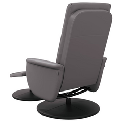 Luxurious Grey Faux Leather Massage Recliner Chair with Footstool - Ultimate Comfort & Relaxation