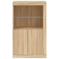 Side Cabinet with LED Lights Sonoma Oak Engineered Wood