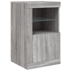 Side Cabinet with LED Lights Grey Sonoma Engineered Wood