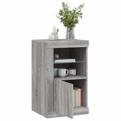 Side Cabinet with LED Lights Grey Sonoma Engineered Wood