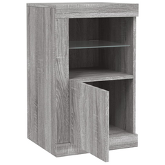 Side Cabinet with LED Lights Grey Sonoma Engineered Wood