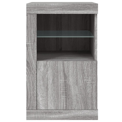 Side Cabinet with LED Lights Grey Sonoma Engineered Wood