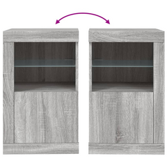 Side Cabinet with LED Lights Grey Sonoma Engineered Wood