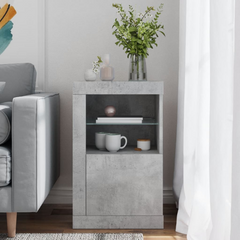 Side Cabinet with LED Lights Concrete Grey Engineered Wood