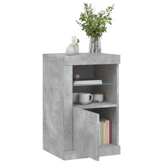 Side Cabinet with LED Lights Concrete Grey Engineered Wood