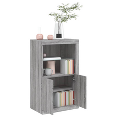 Side Cabinet with LED Lights Grey Sonoma Engineered Wood