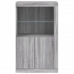 Side Cabinet with LED Lights Grey Sonoma Engineered Wood