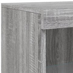 Side Cabinet with LED Lights Grey Sonoma Engineered Wood