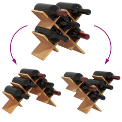 Bamboo Wine Rack for 5 Bottles – 3 Adjustable Shapes, Freestanding & Compact (41x15x25 cm)