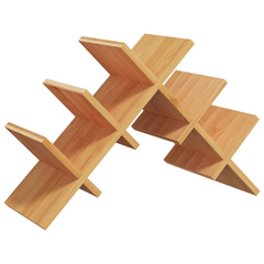 Bamboo Wine Rack for 5 Bottles – 3 Adjustable Shapes, Freestanding & Compact (41x15x25 cm)