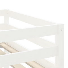 Kids' Loft Bed with Fun Curtains - White & Black - 90x200cm - Solid Pinewood - Space-Saving Mid Sleeper Bed