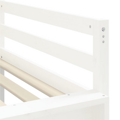 Kids' White & Black Loft Bed with Fun Tunnel - 90x200cm, Solid Pine Wood, Space-Saving Design