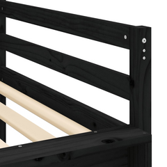 Kids' Loft Bed with Fun Slide and Tunnel - White & Black, Solid Pinewood, 80x200cm - Perfect Space-Saving Bed for Kids