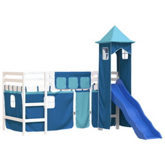 Fun & Functional Kids' Loft Bed with Tower - Blue, Single 90x190 cm - Solid Pine Wood