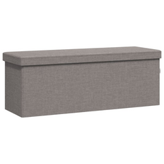 Foldable Storage Bench in Light Grey Faux Linen - Versatile Seating and Storage Solution