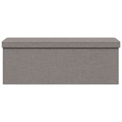 Foldable Storage Bench in Light Grey Faux Linen - Versatile Seating and Storage Solution