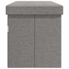 Foldable Storage Bench in Light Grey Faux Linen - Versatile Seating and Storage Solution