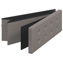 Foldable Storage Bench in Light Grey Faux Linen - Versatile Seating and Storage Solution