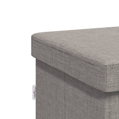 Foldable Storage Bench in Light Grey Faux Linen - Versatile Seating and Storage Solution