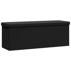 Foldable Storage Bench, Black PVC – Multi-functional Seating with Ample Storage Space and Modern Design