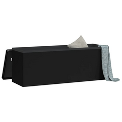 Foldable Storage Bench, Black PVC – Multi-functional Seating with Ample Storage Space and Modern Design