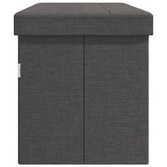 Dark Grey Foldable Faux Linen Storage Bench - Versatile & Cozy Seating with Ample Storage Space