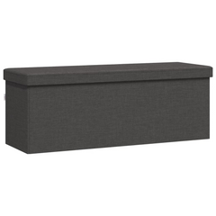 Dark Grey Foldable Faux Linen Storage Bench - Versatile & Cozy Seating with Ample Storage Space