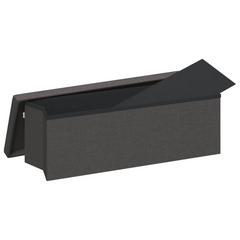 Dark Grey Foldable Faux Linen Storage Bench - Versatile & Cozy Seating with Ample Storage Space