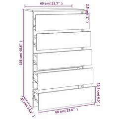 Drawer Cabinet Grey Sonoma 60x36x103 cm Engineered Wood