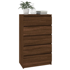 Drawer Cabinet Brown Oak 60x36x103 cm Engineered Wood