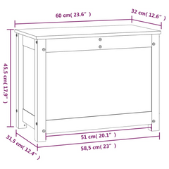 White Solid Wood Pine Storage Box - 60x32x45.5 cm Home Organizer