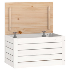 White Solid Wood Pine Storage Box, 59.5x36.5x33 cm - Timeless Design & Ample Storage