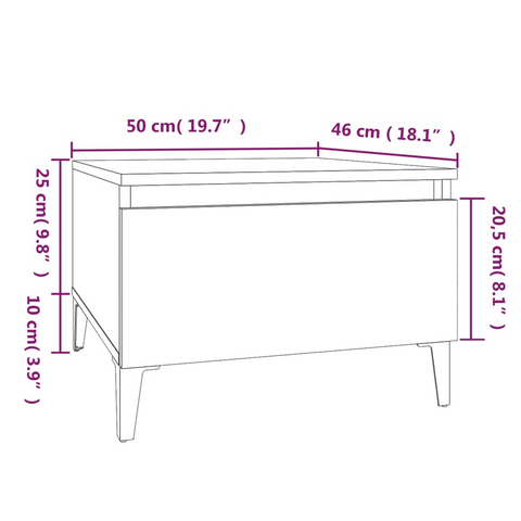 White Side Table - 50x46x35 cm | Engineered Wood Modern Furniture