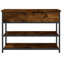 Shoe Bench in Smoked Oak - 70x42.5x50 cm | Engineered Wood Entryway Organizer with Storage