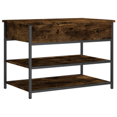 Shoe Bench in Smoked Oak - 70x42.5x50 cm | Engineered Wood Entryway Organizer with Storage