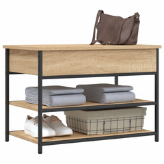 Sonoma Oak Shoe Bench with Storage - Engineered Wood, 70x42.5x50 cm