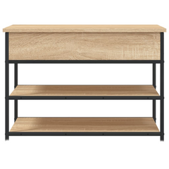 Sonoma Oak Shoe Bench with Storage - Engineered Wood, 70x42.5x50 cm