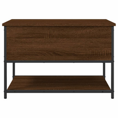 Brown Oak Storage Bench - 70x42.5x47 cm, Engineered Wood with Metal Frame, Versatile & Sturdy with Ample Storage Space