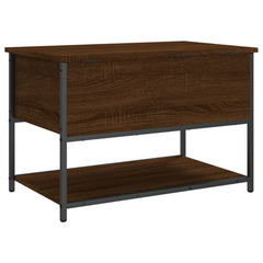 Brown Oak Storage Bench - 70x42.5x47 cm, Engineered Wood with Metal Frame, Versatile & Sturdy with Ample Storage Space